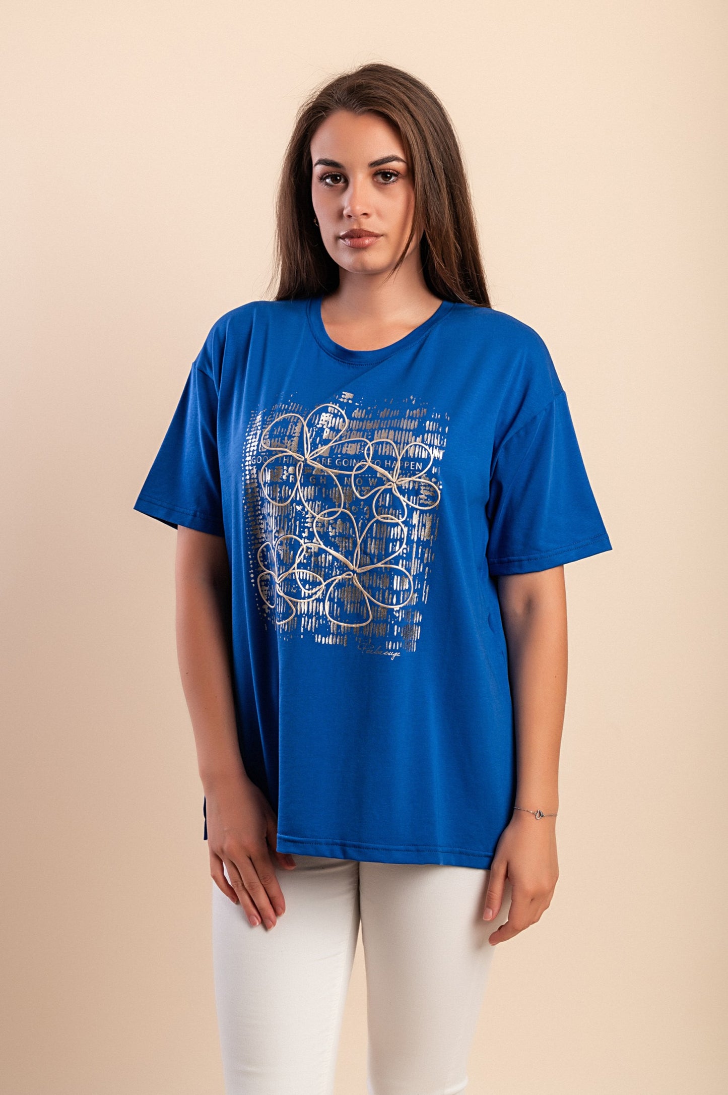 Maglietta con stampa, blu