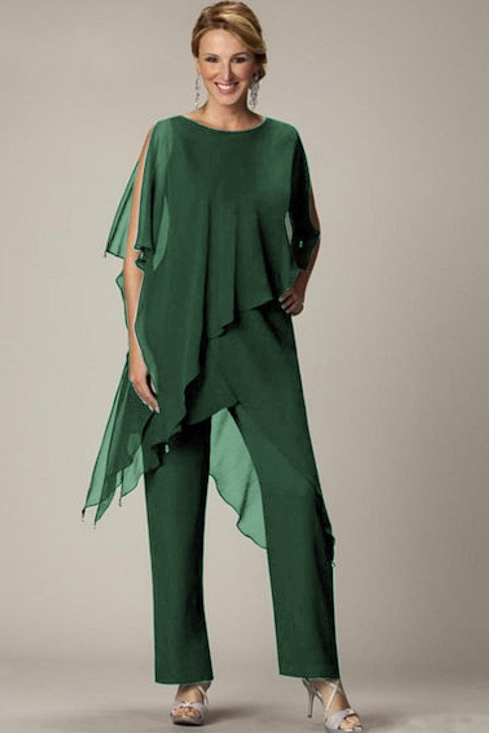 Set di elegante tunica traslucida e pantaloni lunghi Claudette, neri
