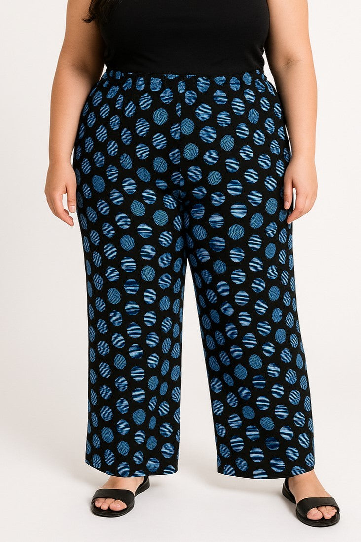 Pantaloni stampati taglie forti, neri