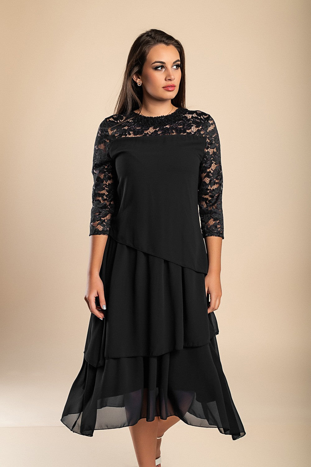 Abito elegante con pizzo, blu scuro