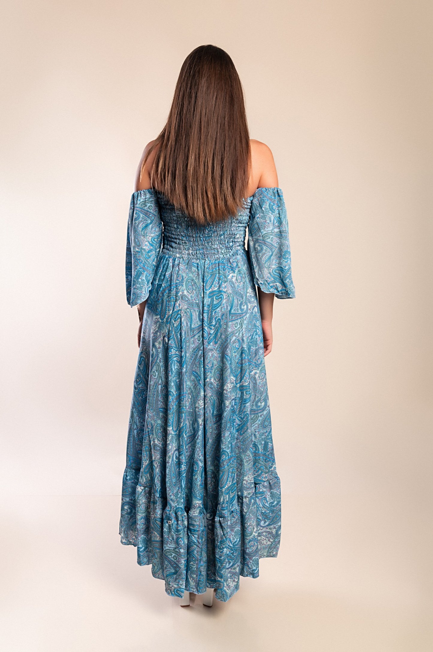 Abito maxi con stampa, multicolore