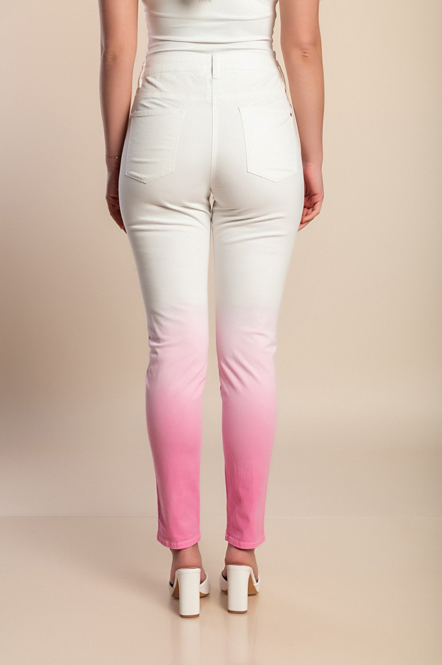 Pantaloni di cotone taglie forti, bianchi