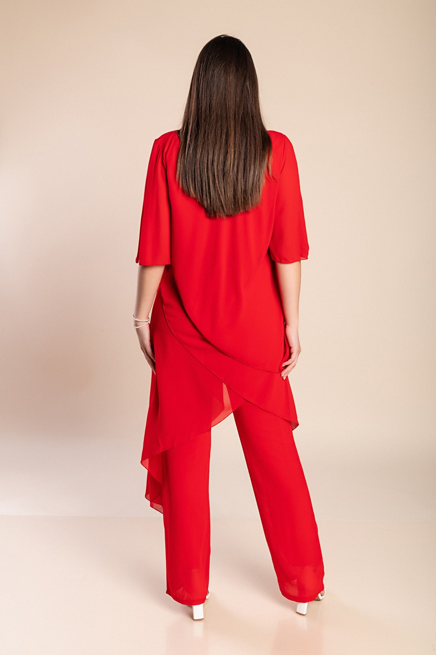 Set di elegante tunica traslucida e pantaloni lunghi Claudette, neri