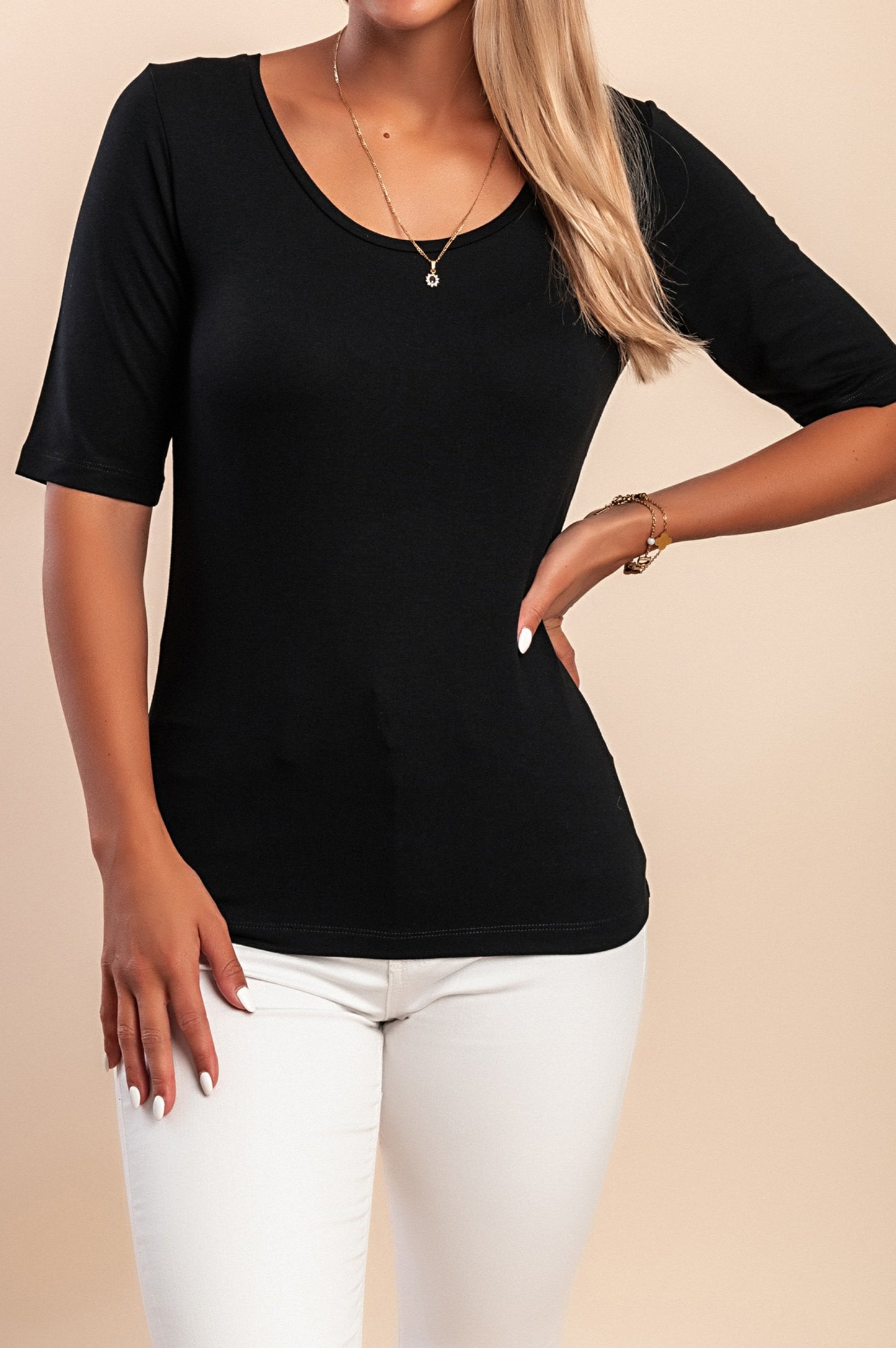Top girocollo, nero