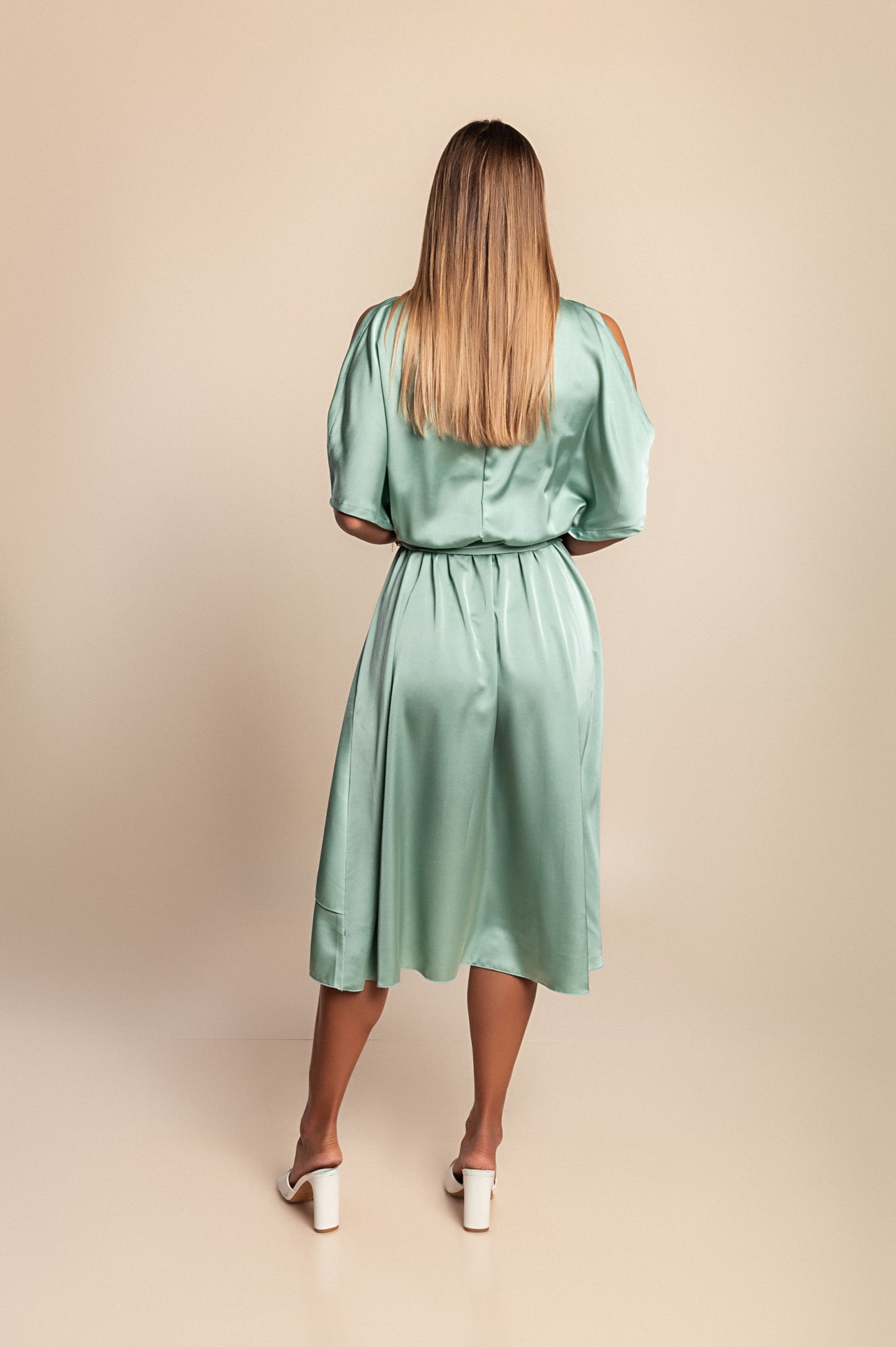 Elegante abito midi con cut-out Thiena, fucsia