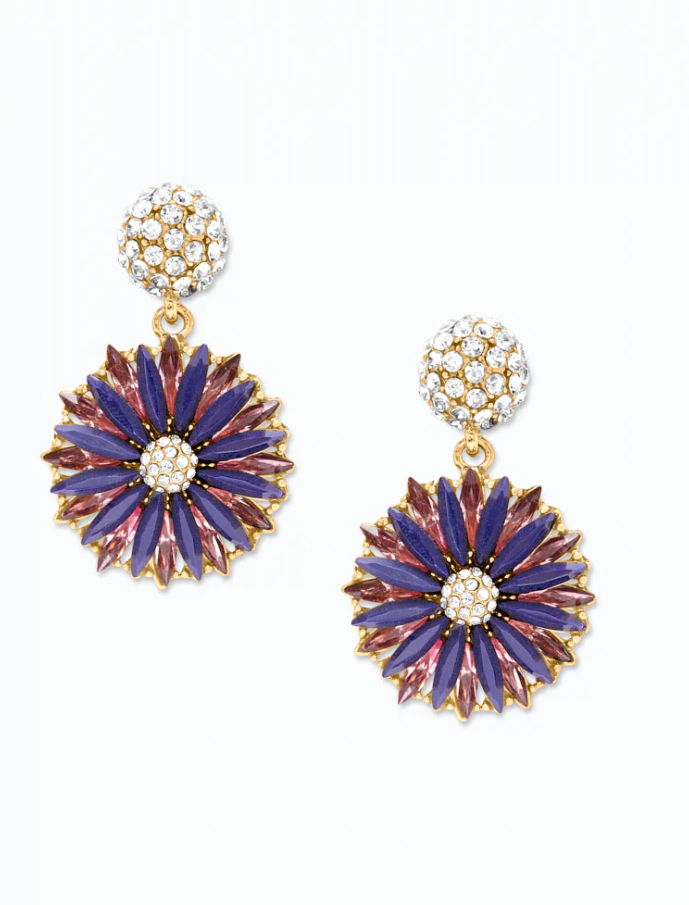 Eleganti orecchini con strass, viola