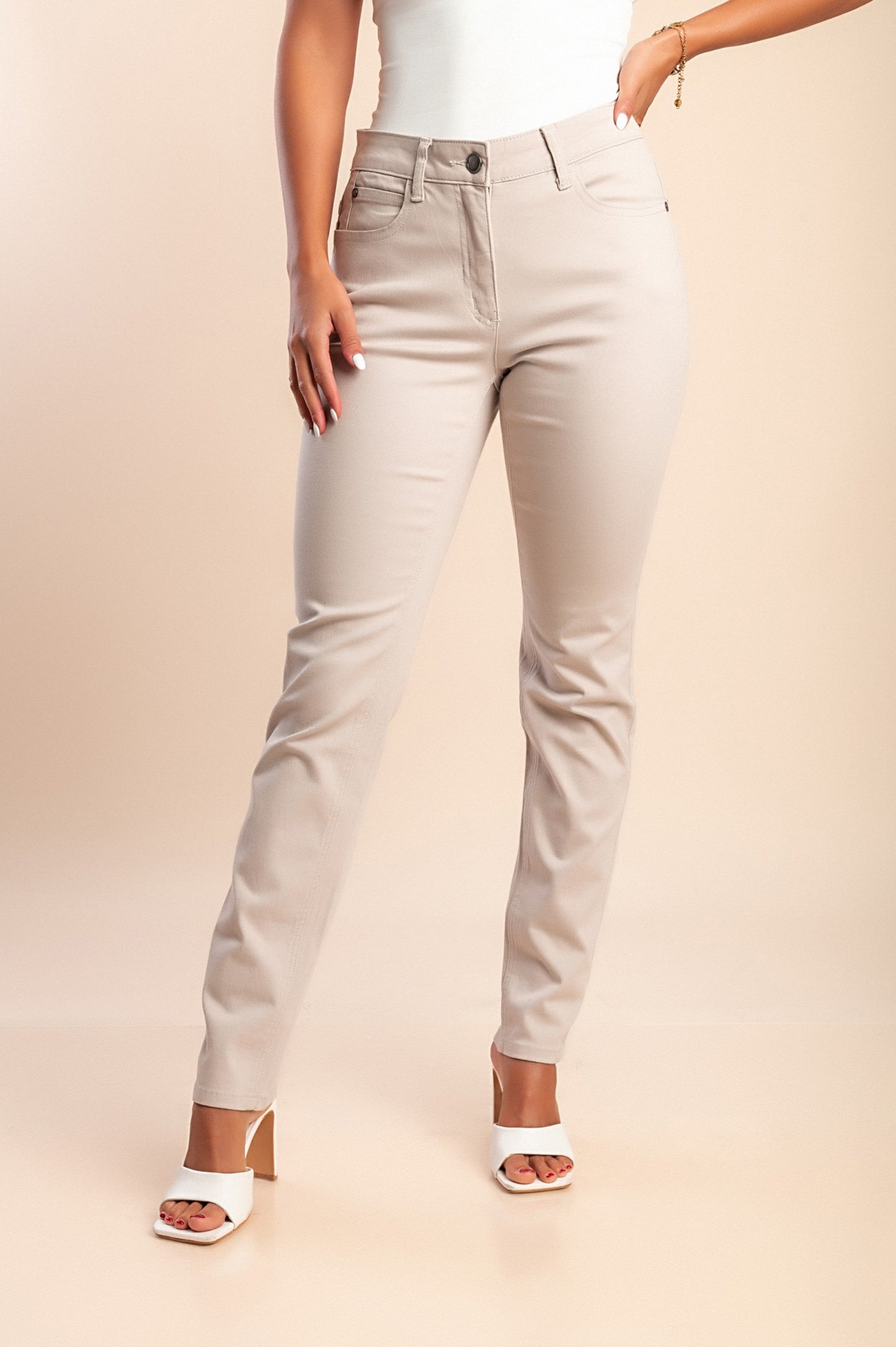Pantaloni in cotone, beige
