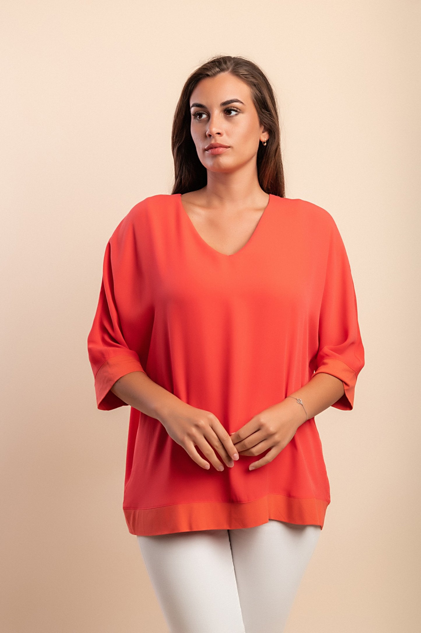 Blusa a manica 3/4, Corallo