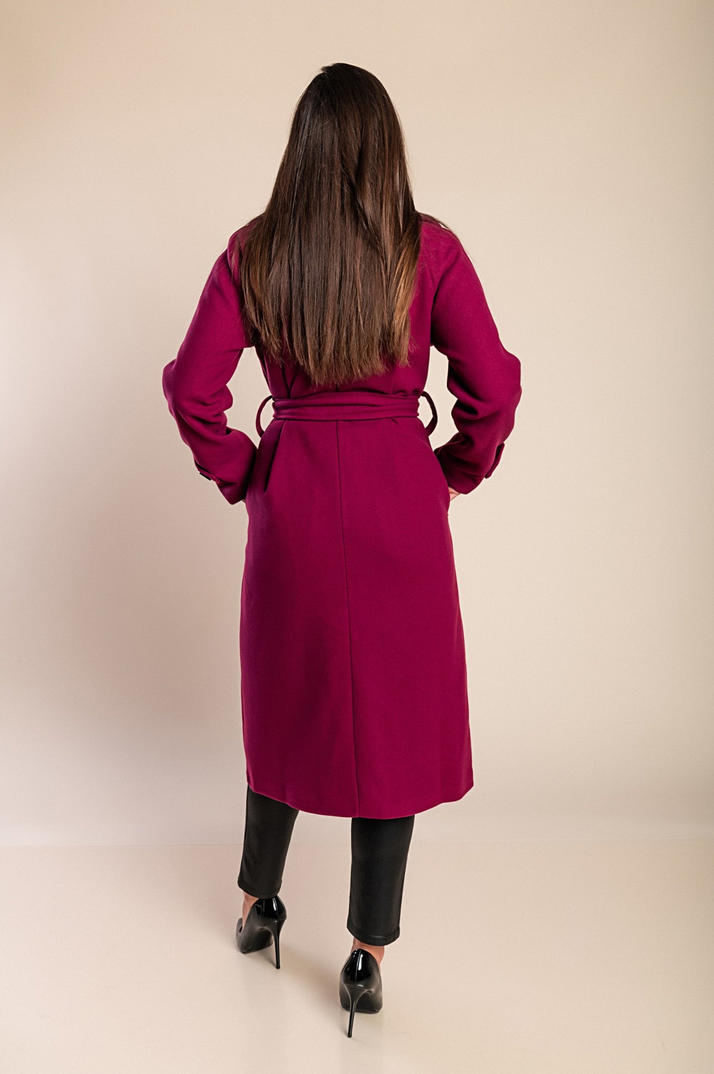 Cappotto elegante con bottoni, fucsia