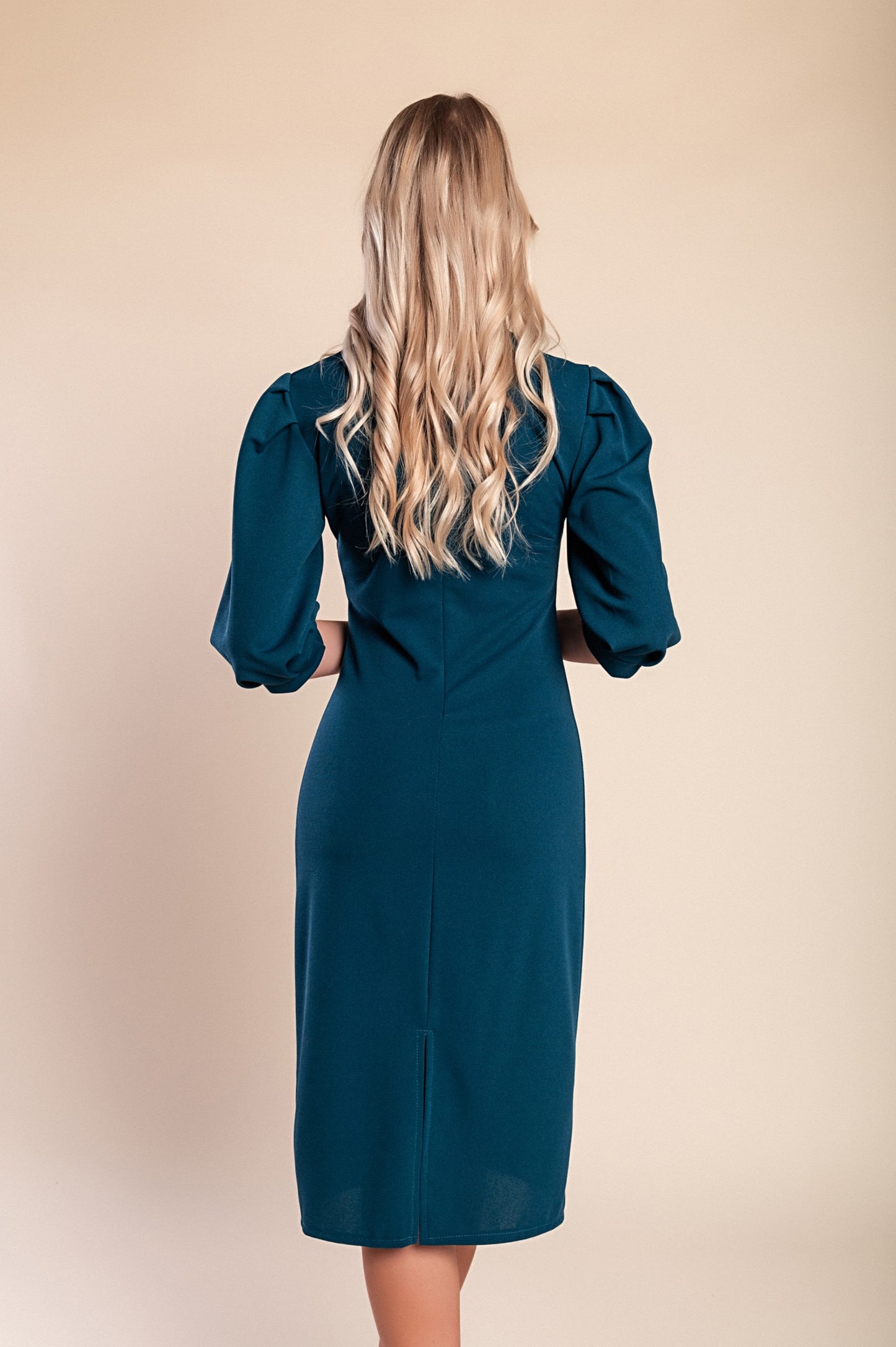 Abito midi con maniche a 3/4, beige