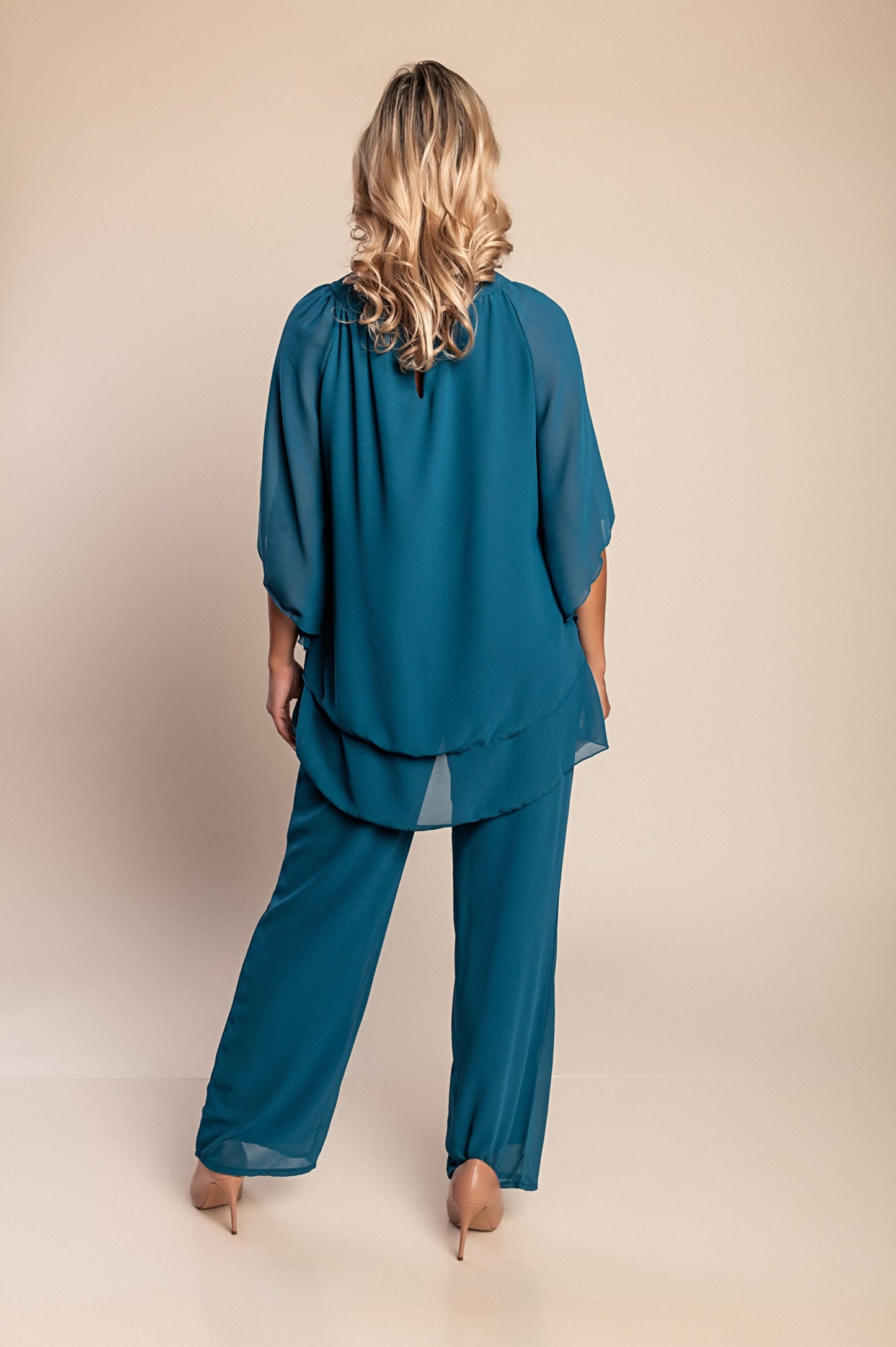 Elegante set tunica e pantaloni lunghi, blu scuro