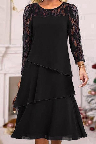 Abito elegante con pizzo, blu scuro