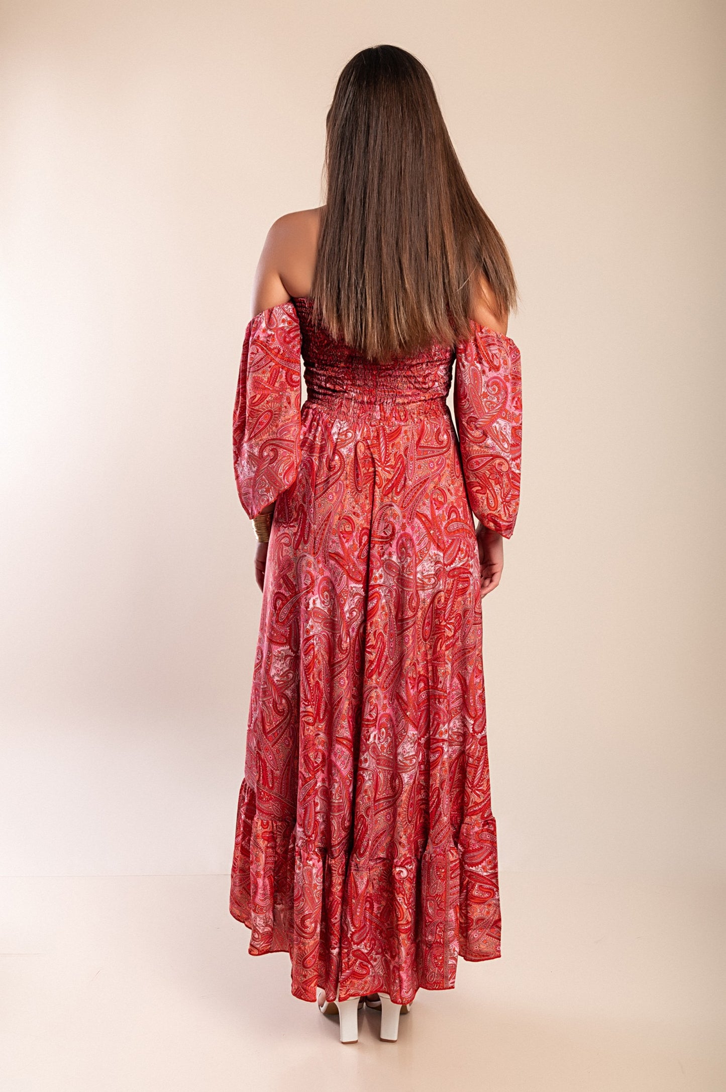 Abito maxi con stampa, multicolore