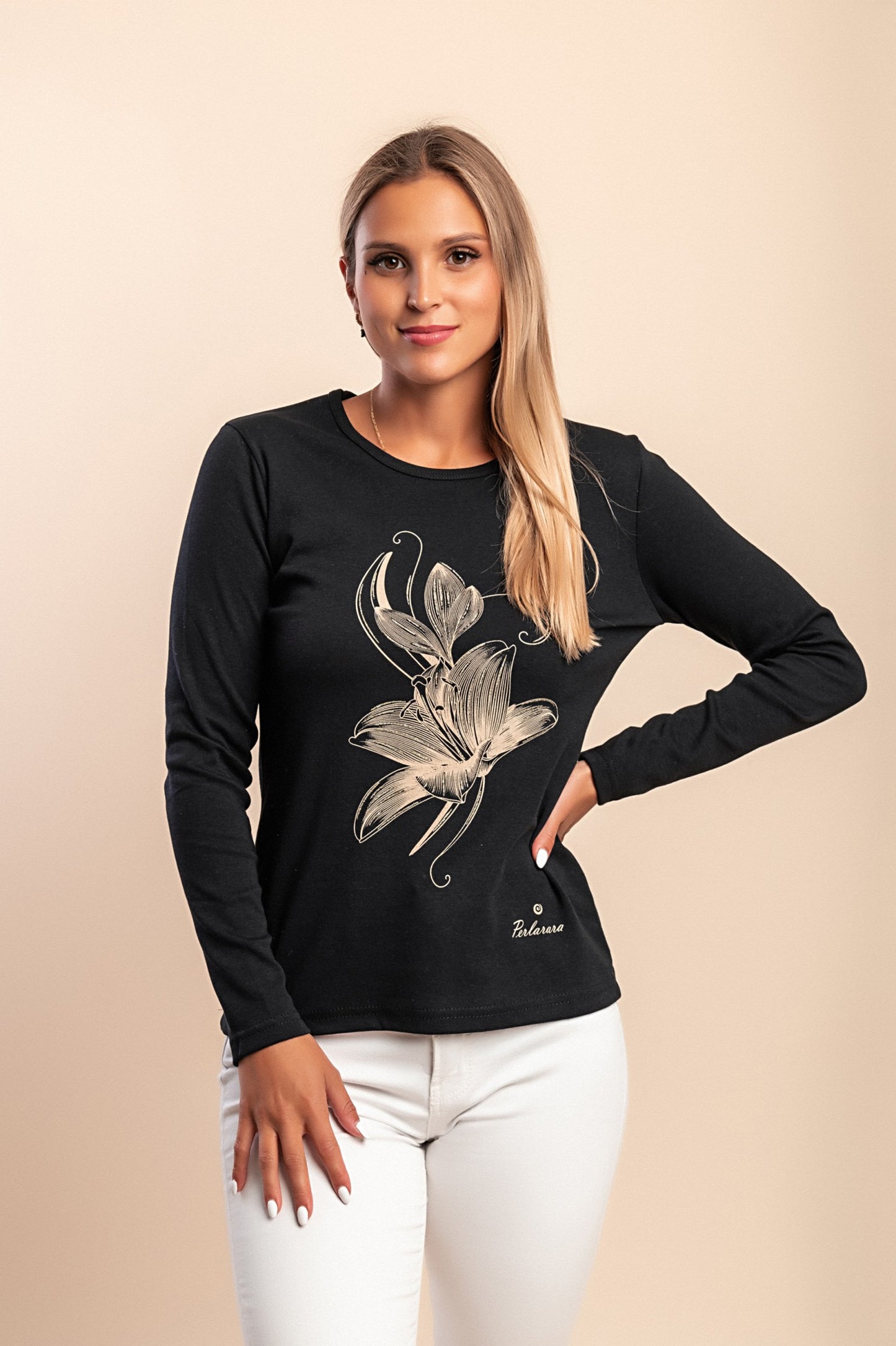 Maglia in cotone a maniche lunghe, turchese