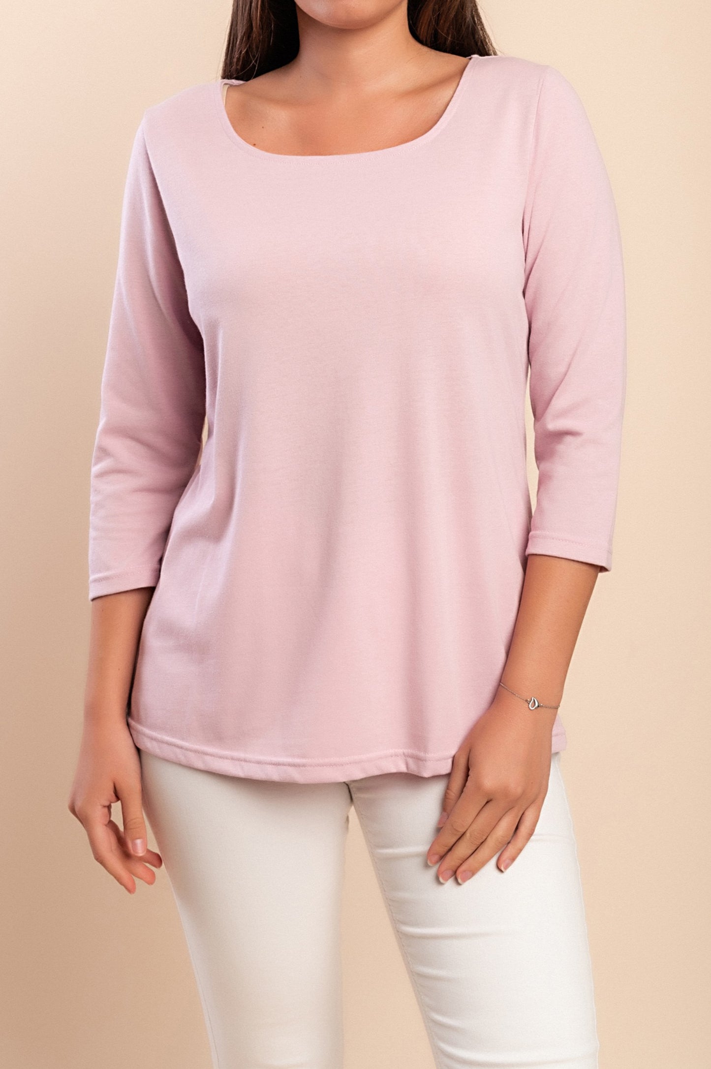 Top con maniche a 3/4, rosa