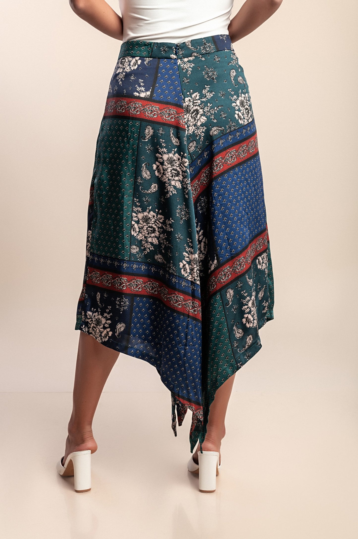 Pantaloni a gamba larga con stampa, blu scuro