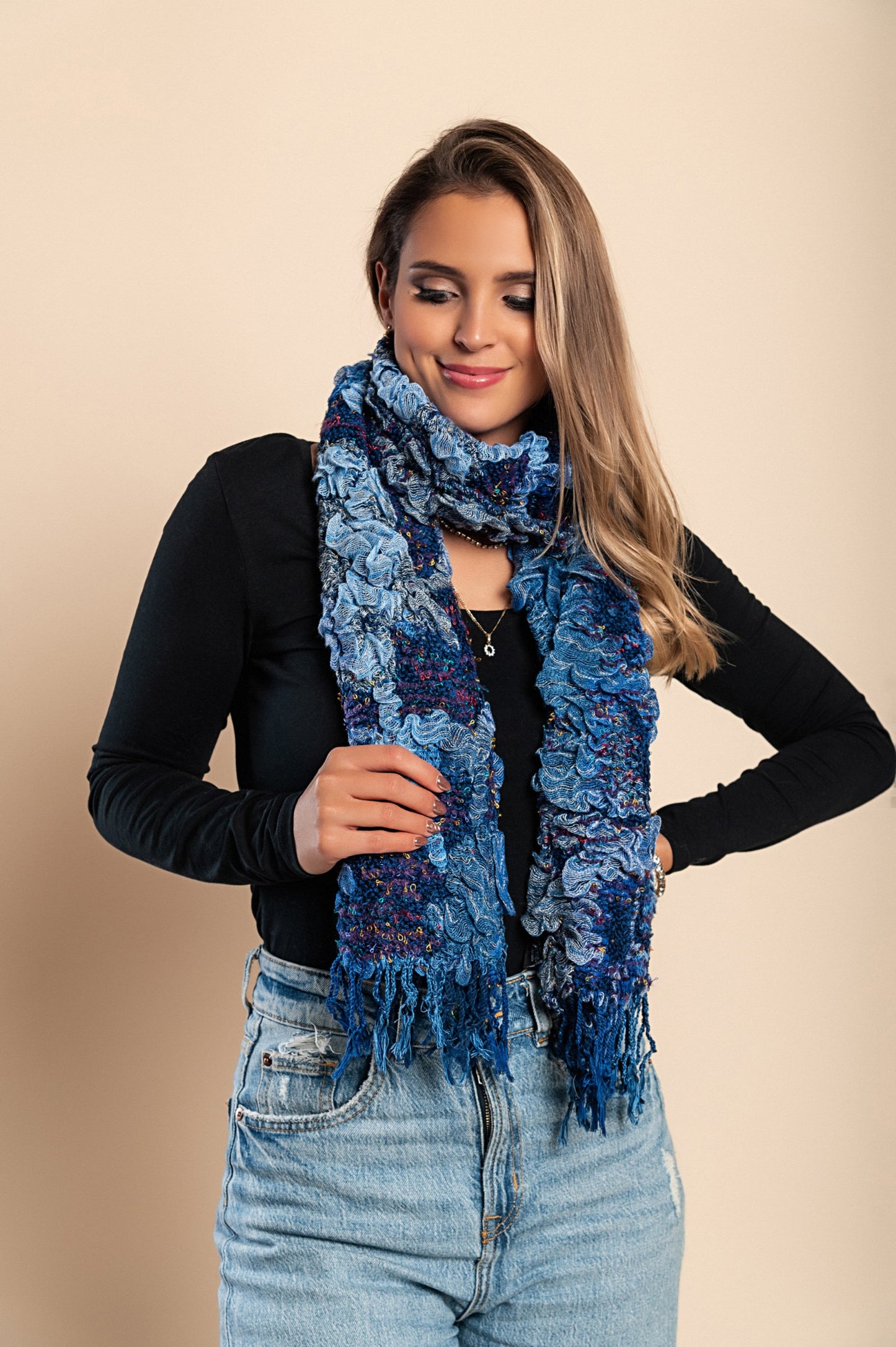 Set di 7 sciarpe, multicolore