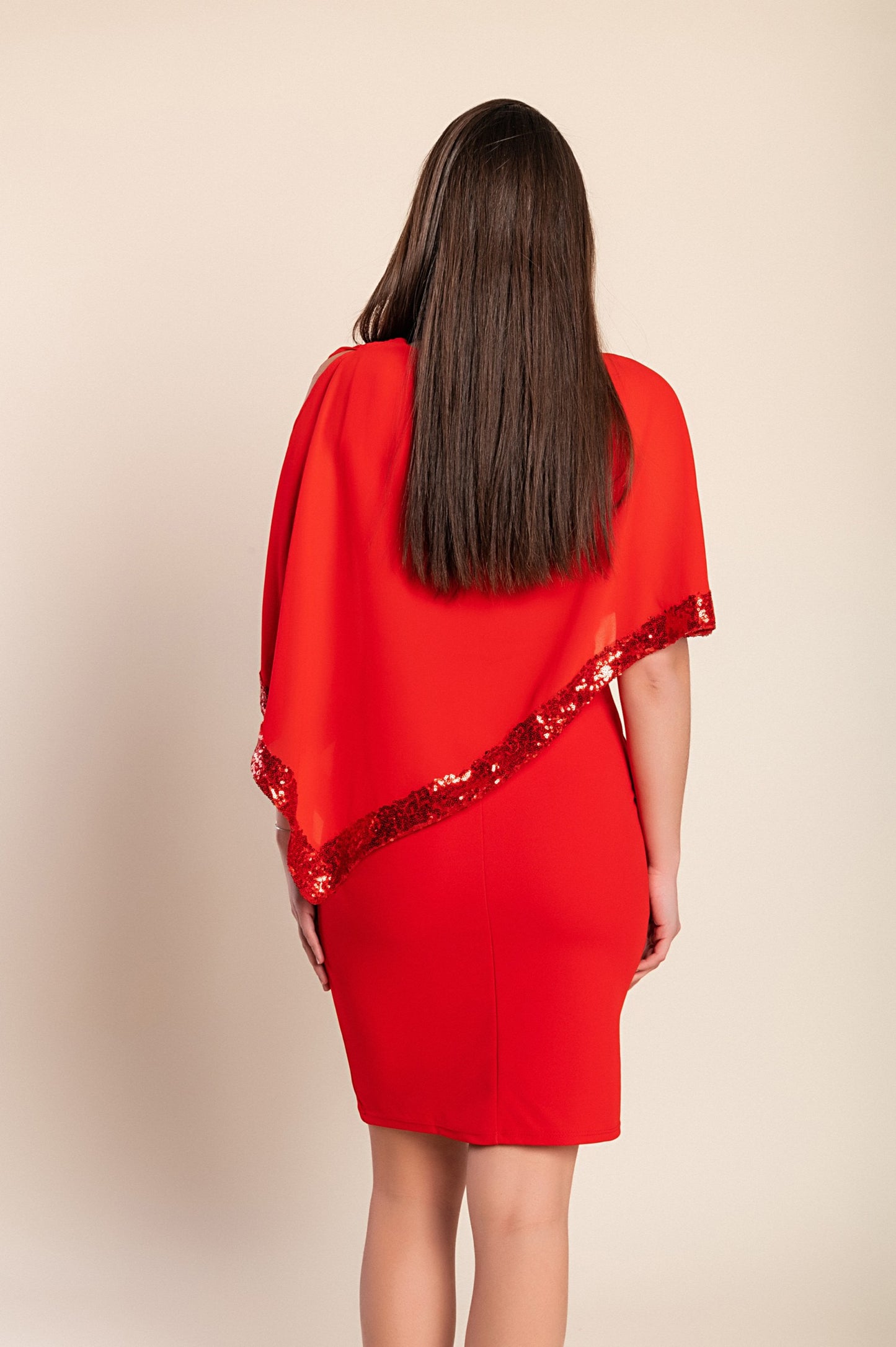 Vestito elegante con mantellina Arlet, bordo