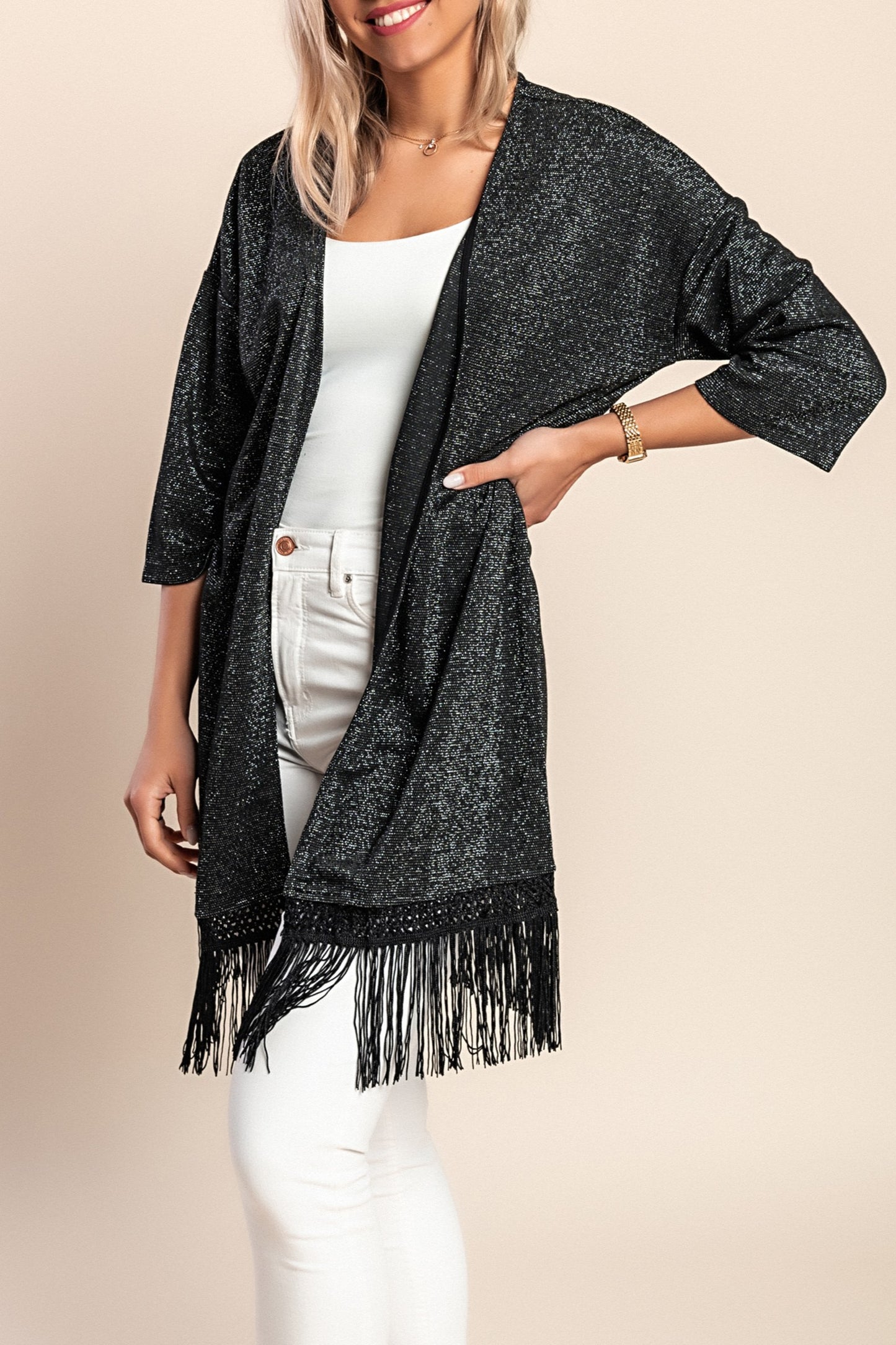 Cardigan con nappe, nero