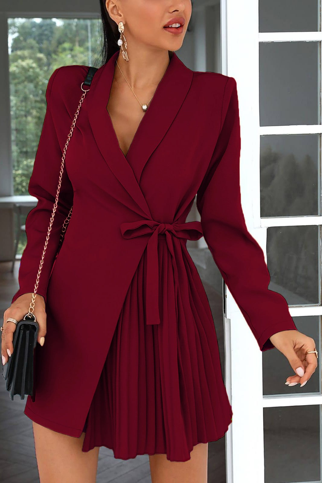 Abito elegante a chiusura ad incrocio Denver, marrone chiaro