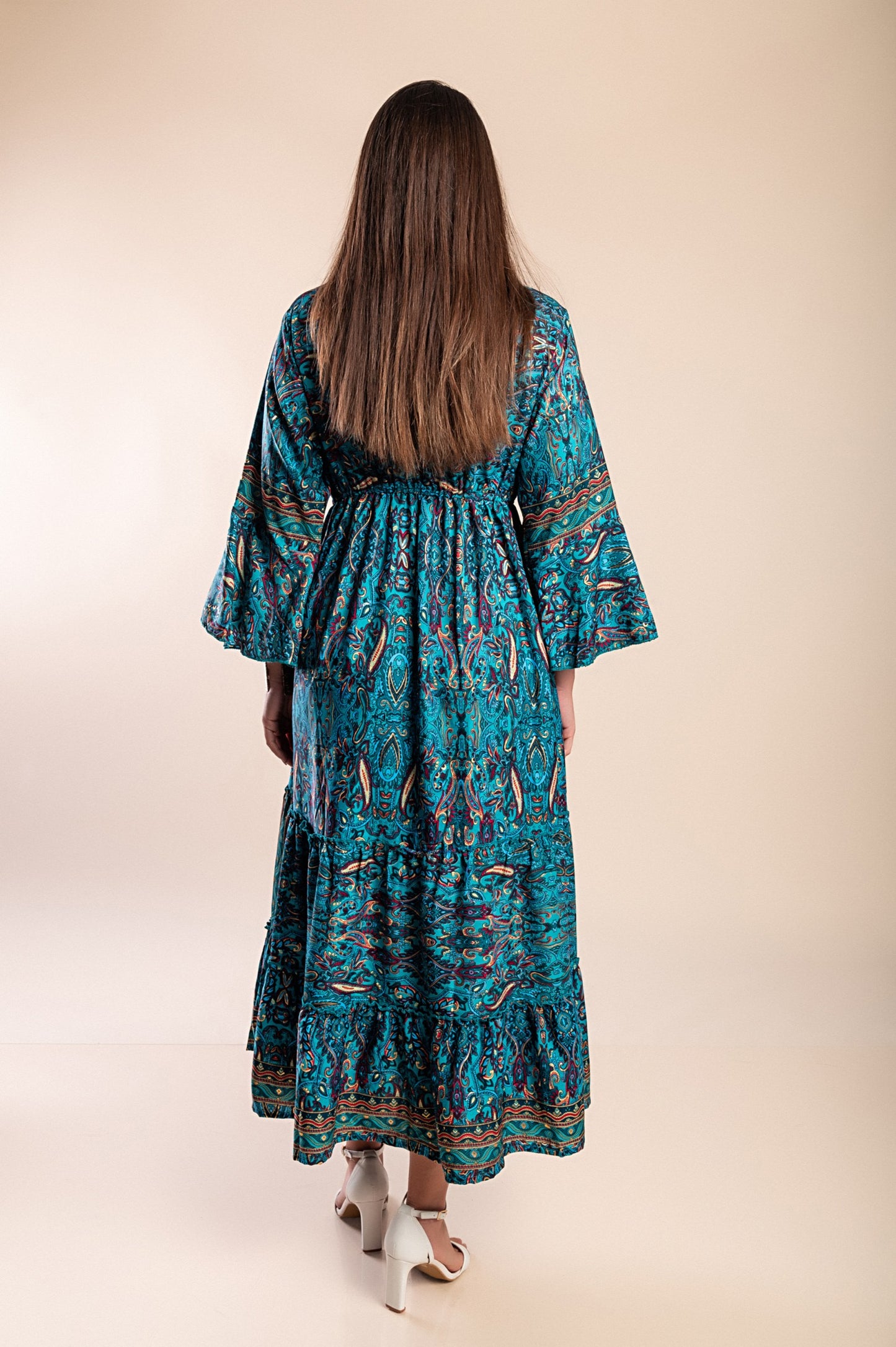 Abito maxi con stampa, blu