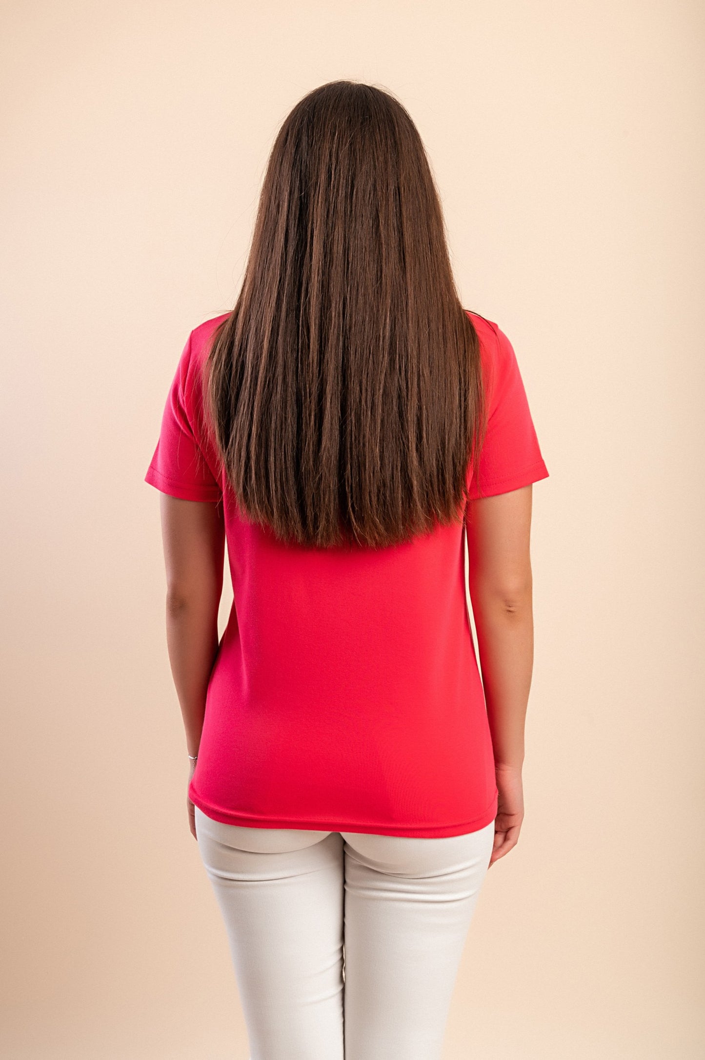 T-shirt in cotone con stampa, fucsia