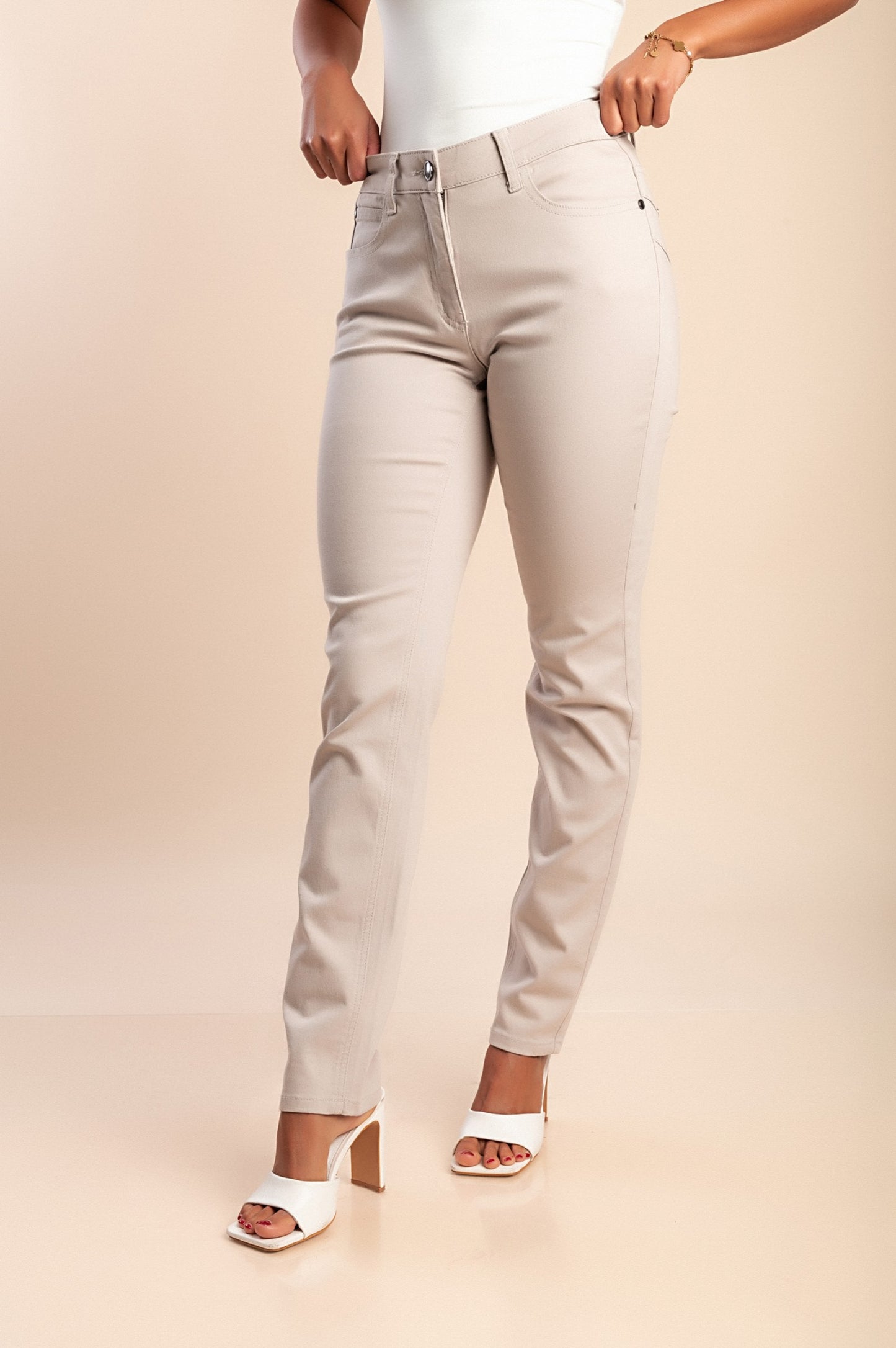 Pantaloni in cotone, beige