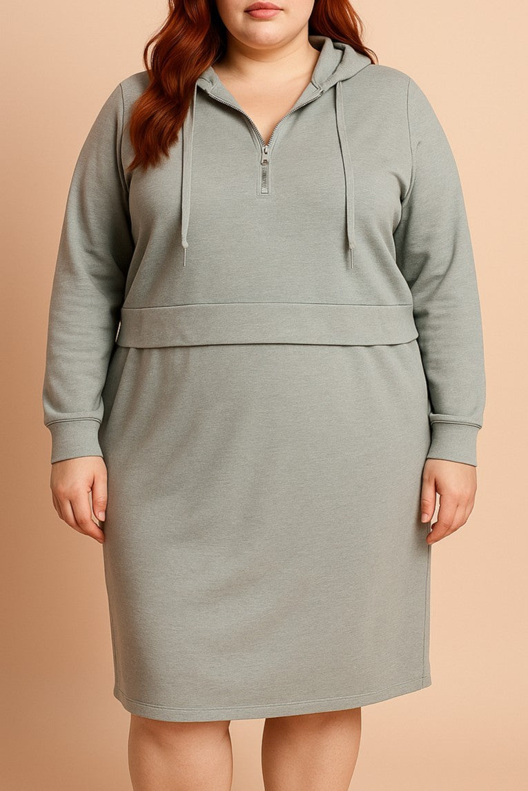 Abito in cotone taglie forti, grigio