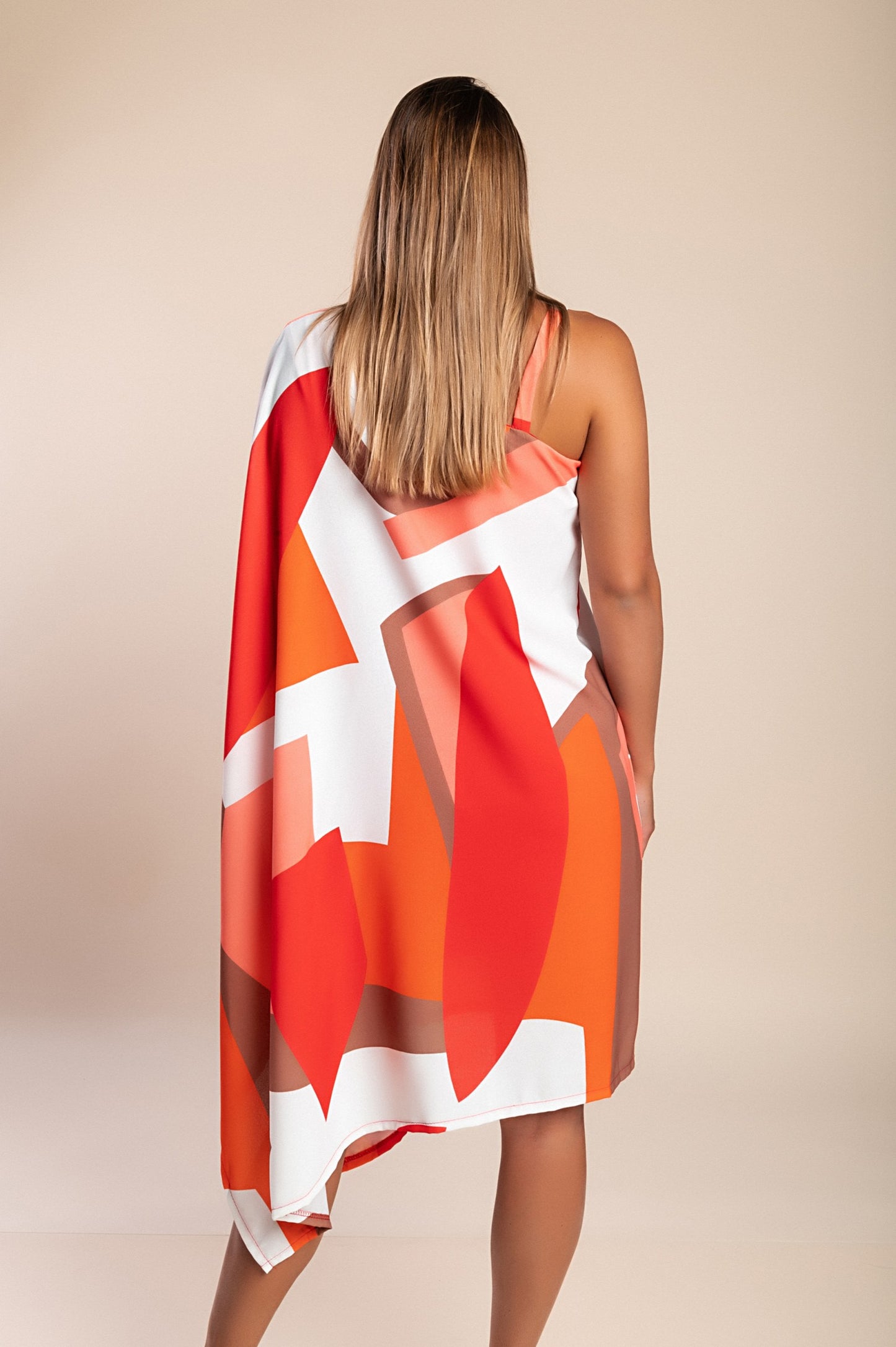 Mini elegante vestito con stampa, rossa