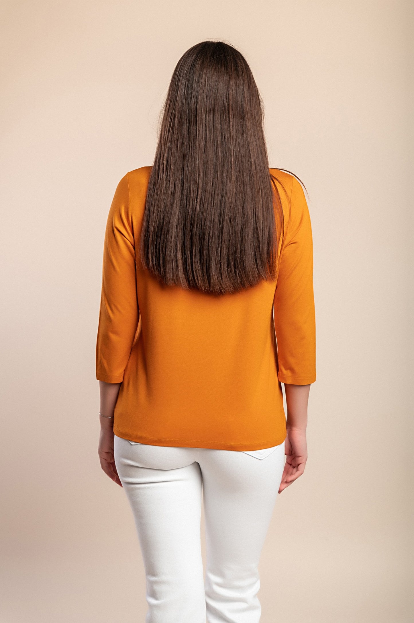 Top a maniche 3/4 taglie forti, arancione