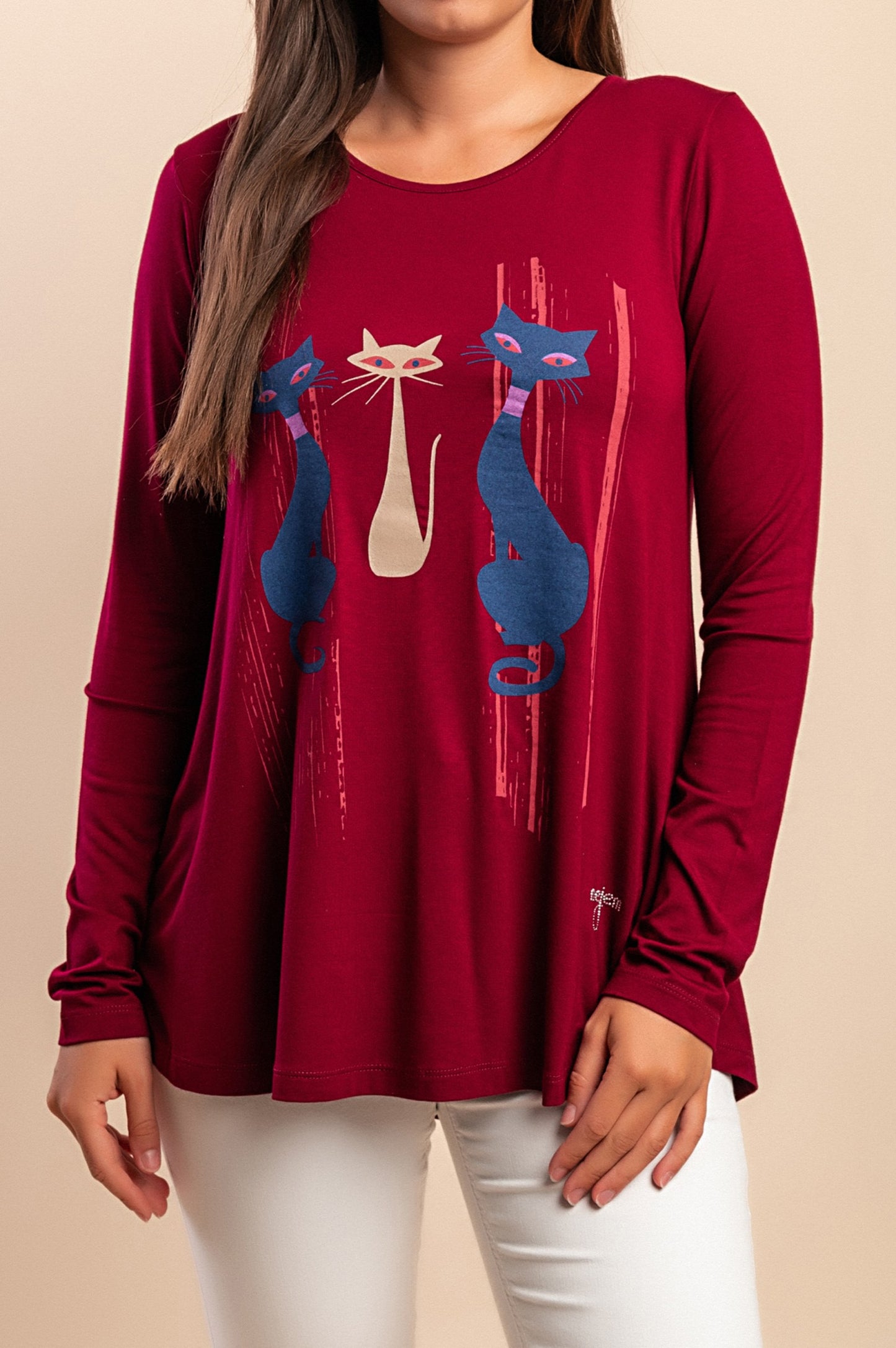 Maglia a maniche lunghe, bordeaux