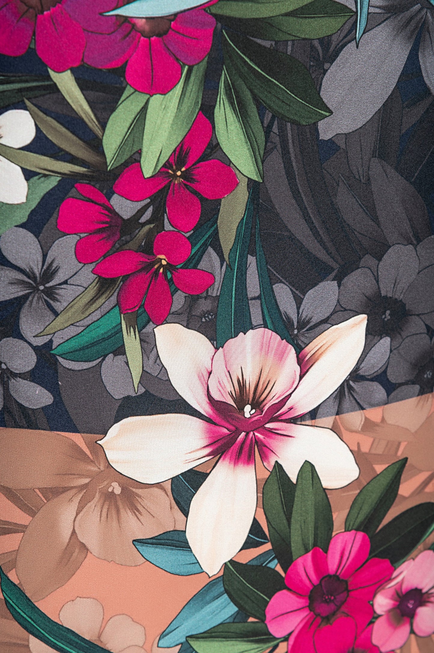 Abito con stampa floreale, blu scuro