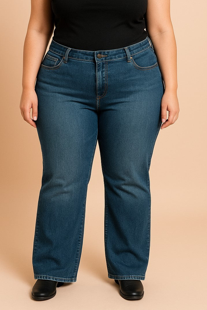 Jeans taglie forti, blu scuro