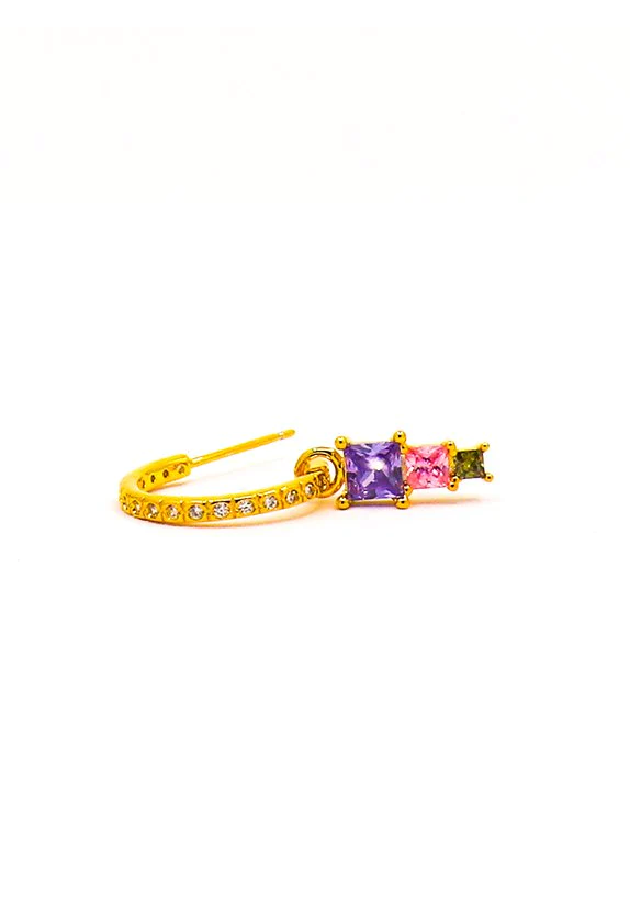 Elegante set di tre orecchini, ART874, colore oro