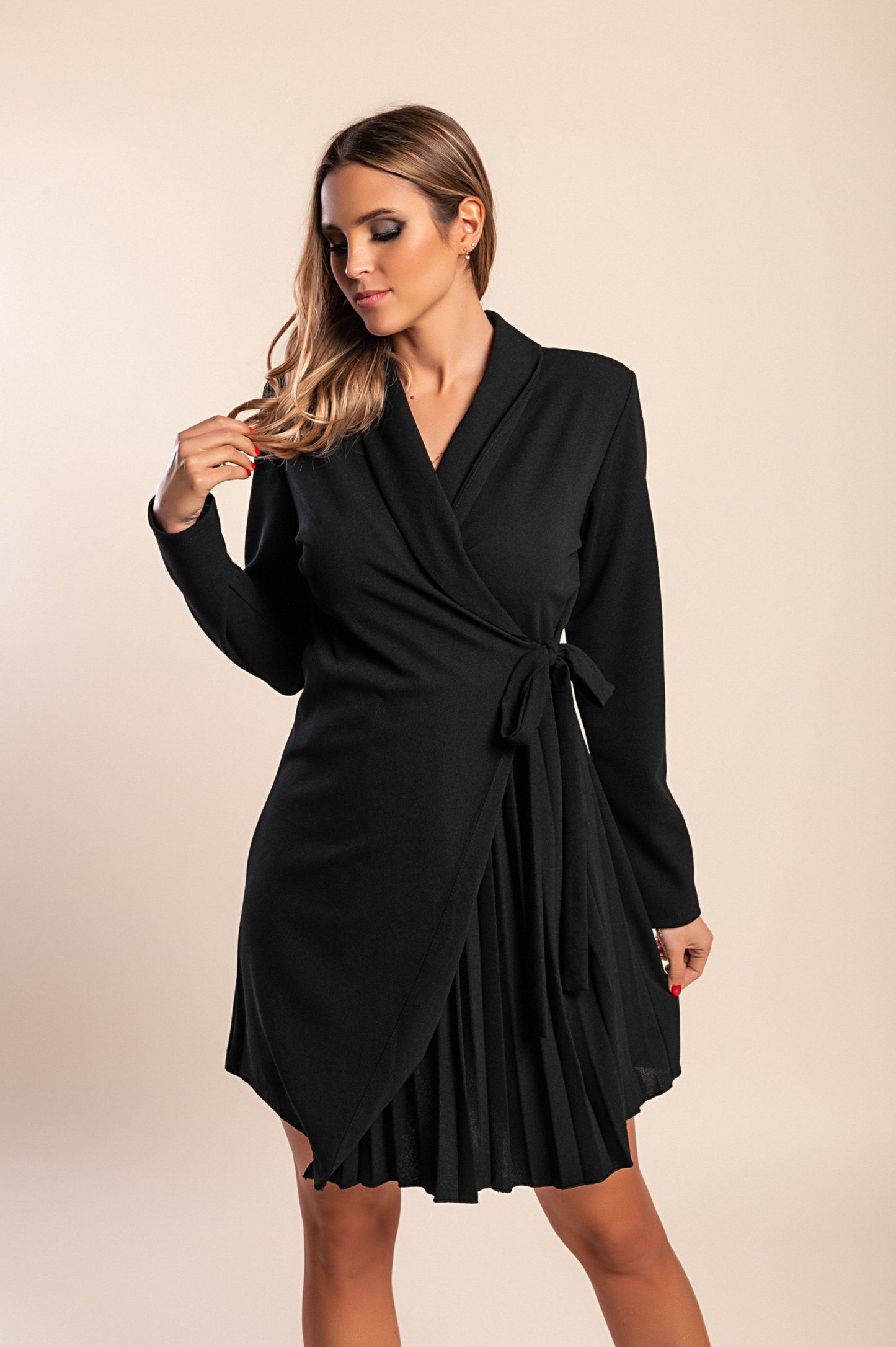 Abito elegante a chiusura ad incrocio Denver, marrone chiaro