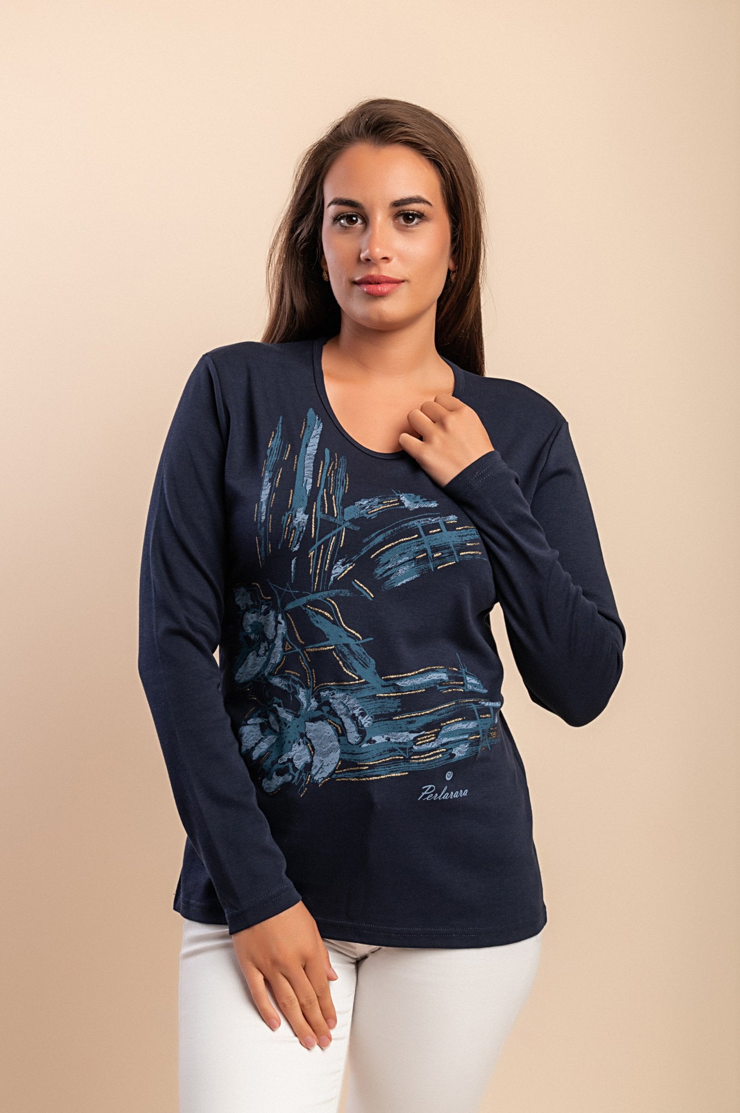 Maglia in cotone a maniche lunghe, rosa