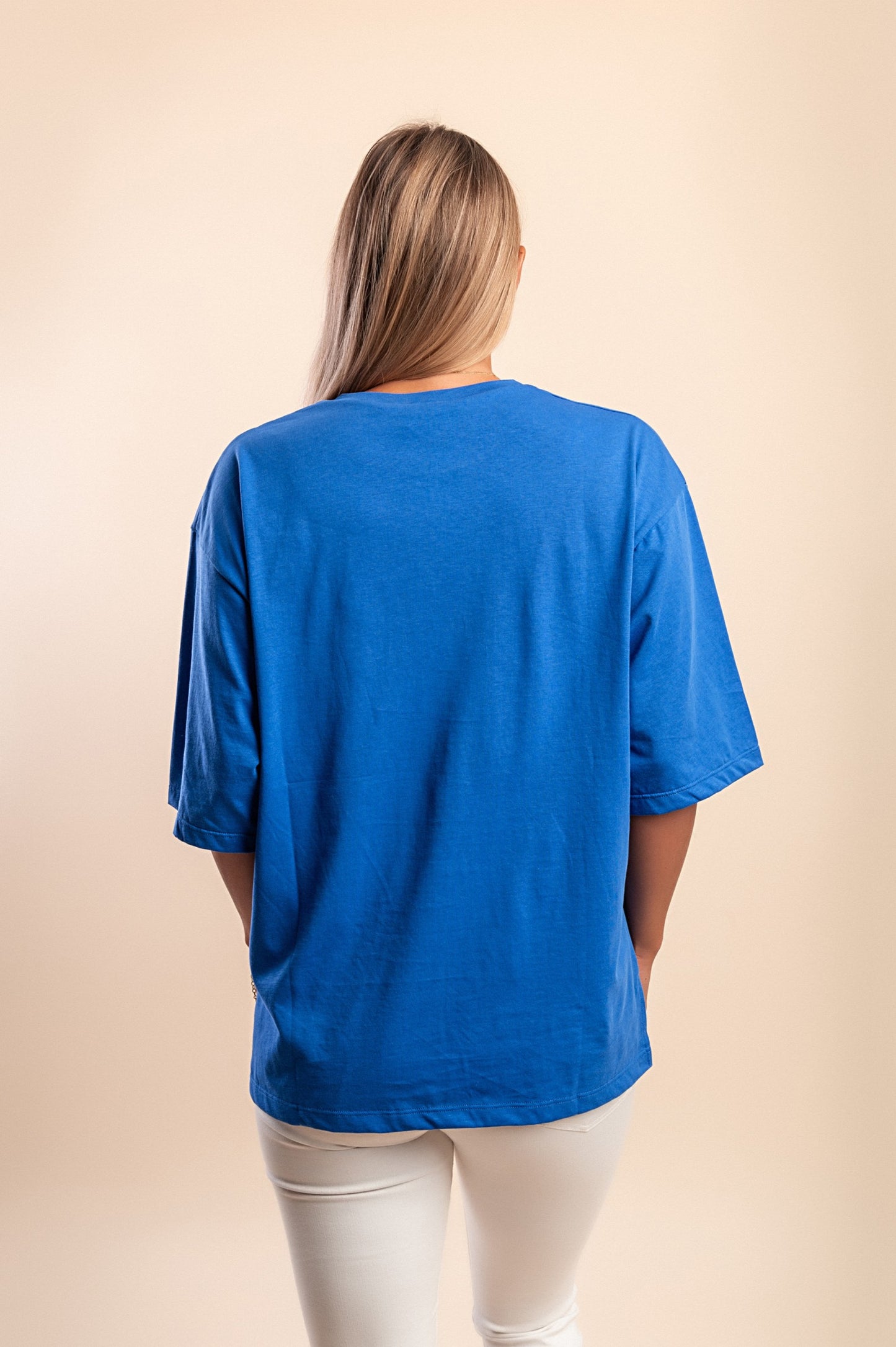 T-shirt in cotone con stampa, blu reale