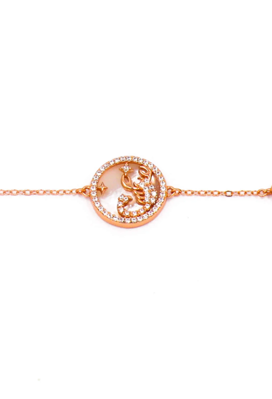 Bracciale con pendente, SCORPIONE, oro rosa