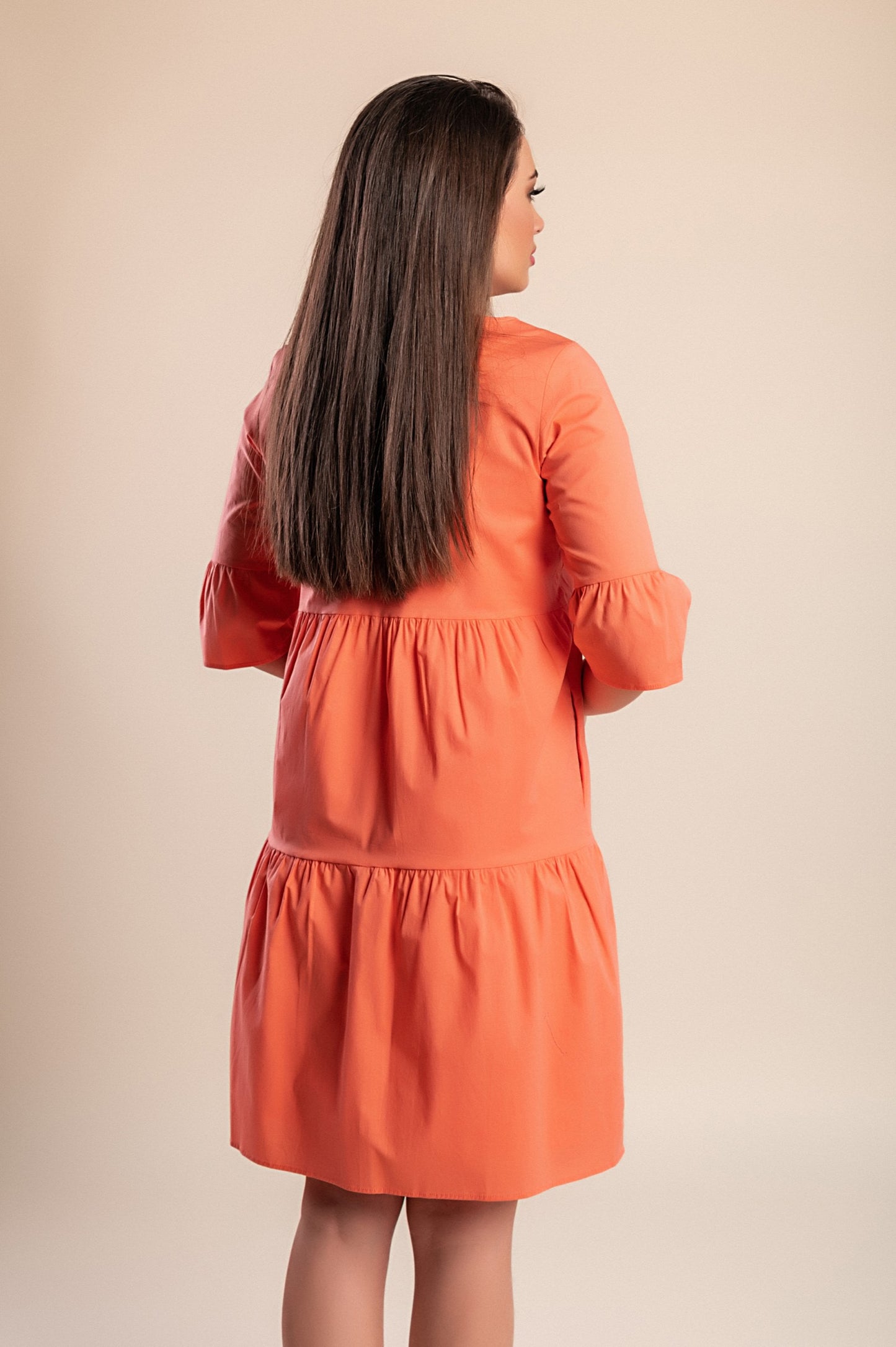 Mini abito in cotone, corallo