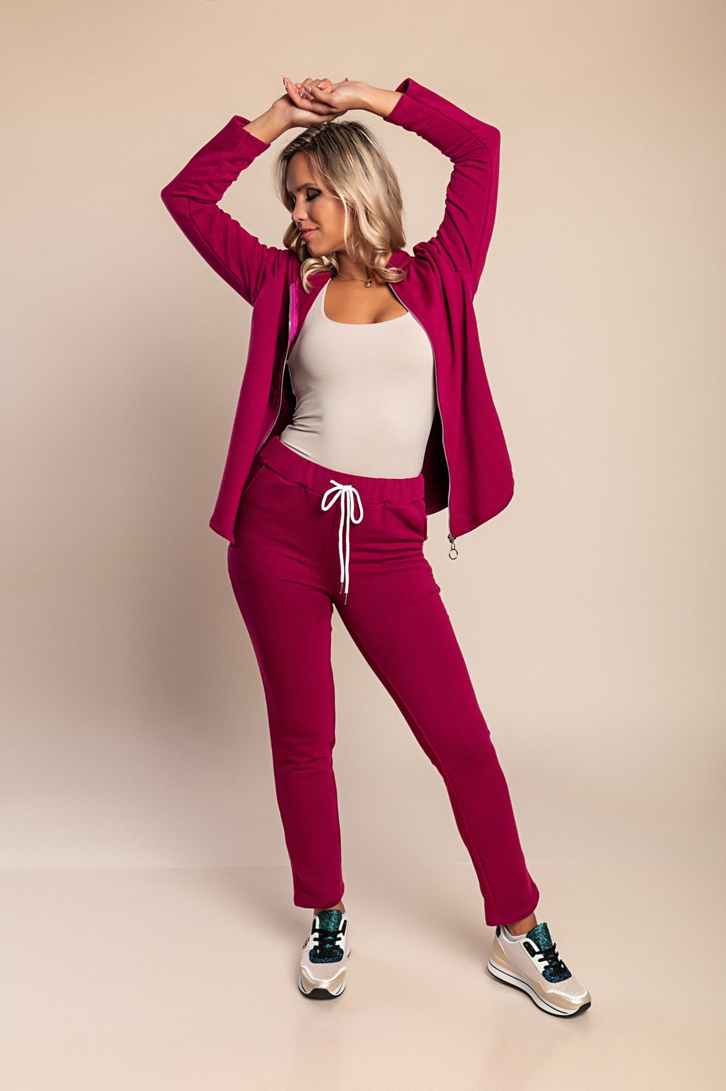 Completo tuta con zip, grigio chiaro