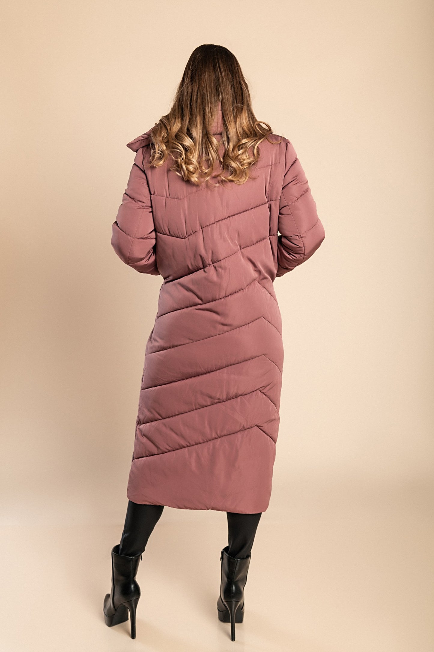 Giacca lunga con colletto, rosa