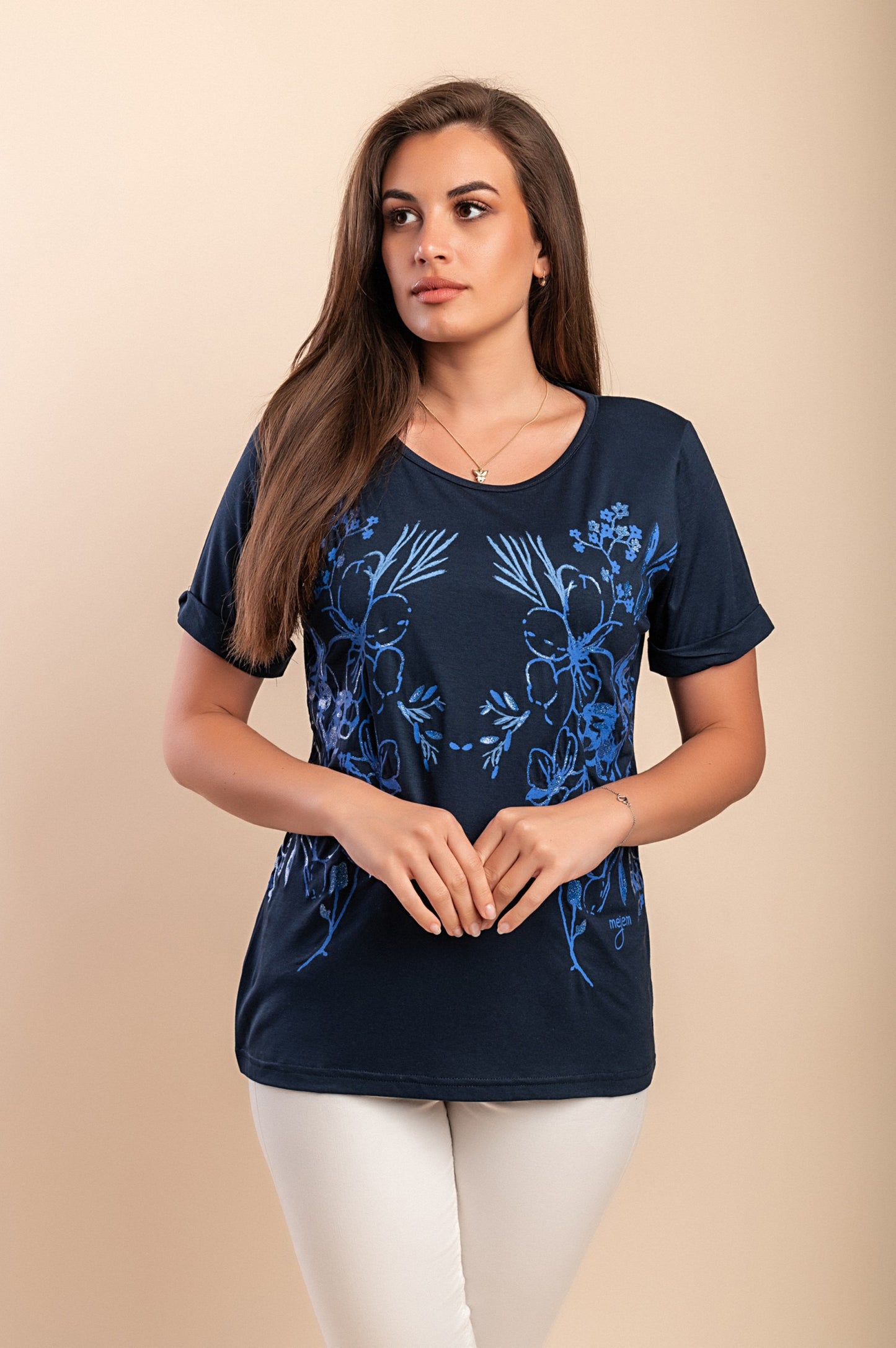 T-shirt stampata, blu scuro