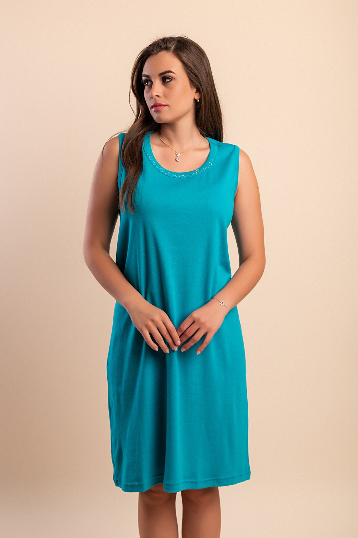 Abito in cotone senza maniche, blu scuro