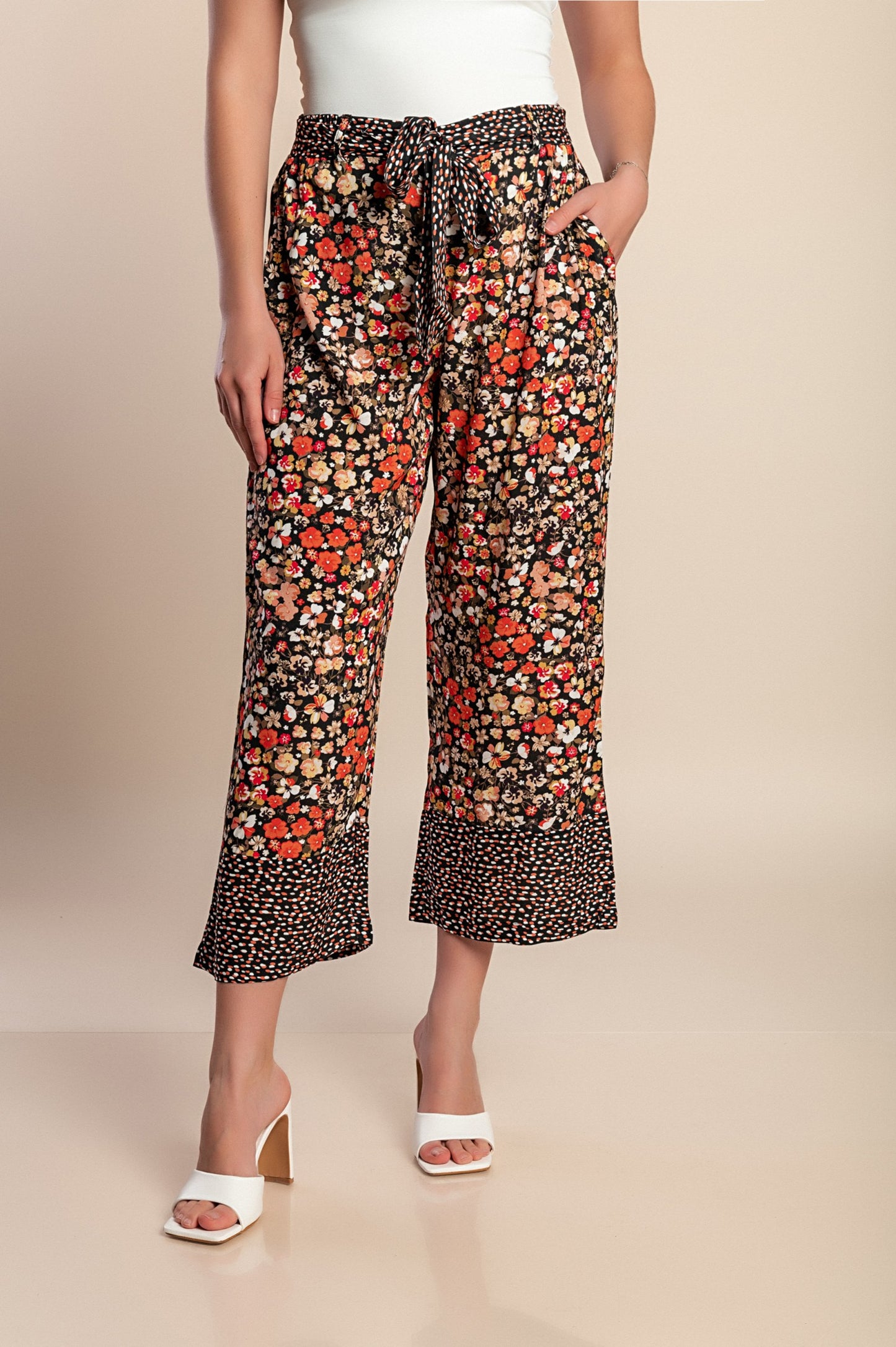 Pantaloni stampati taglie forti, neri