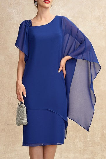 Abito midi elegante con paillettes, blu
