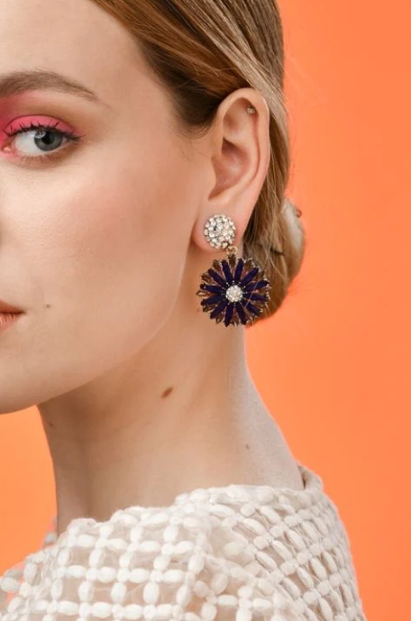Eleganti orecchini con strass, viola