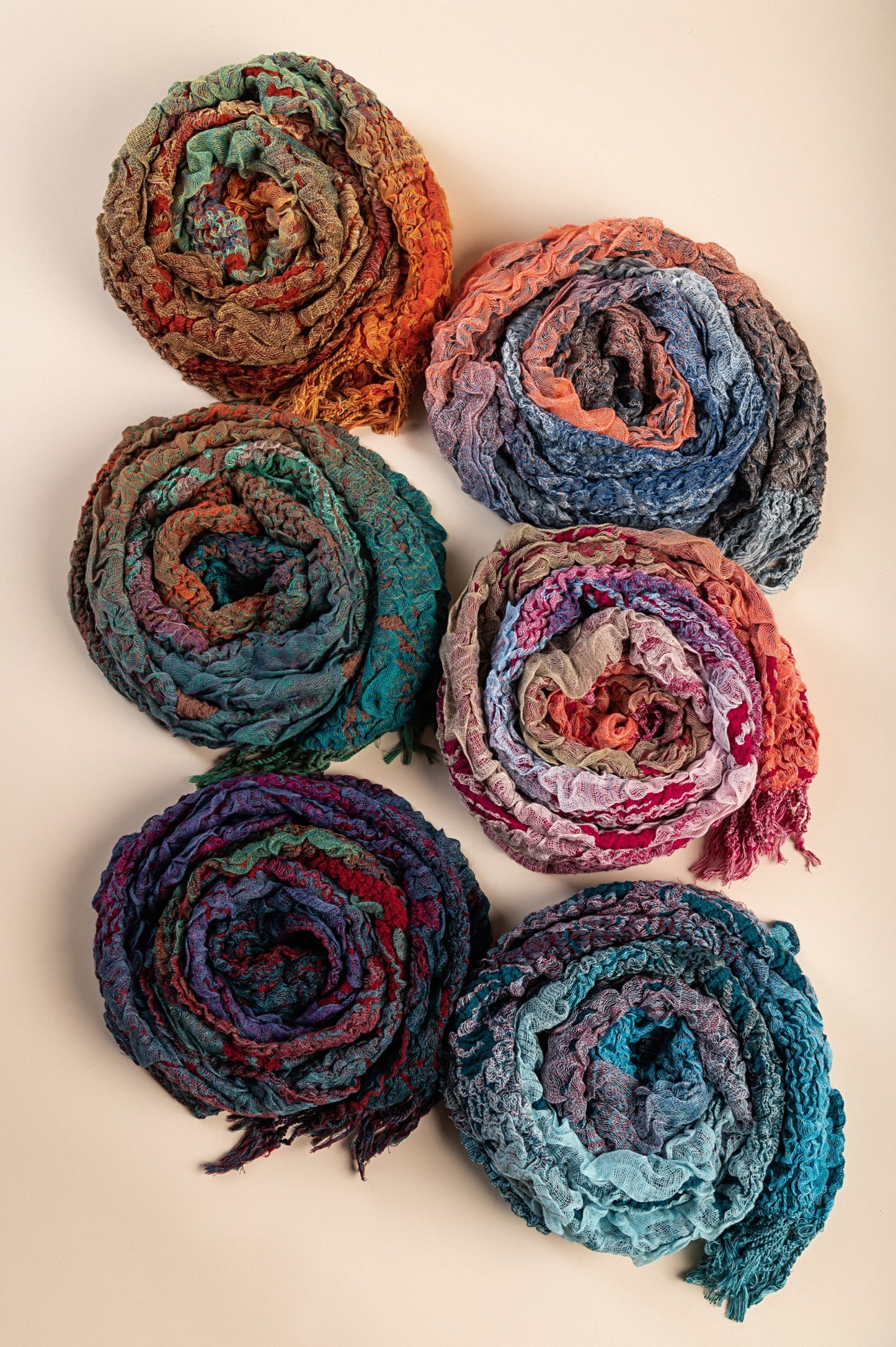 Set di 6 sciarpe, multicolore
