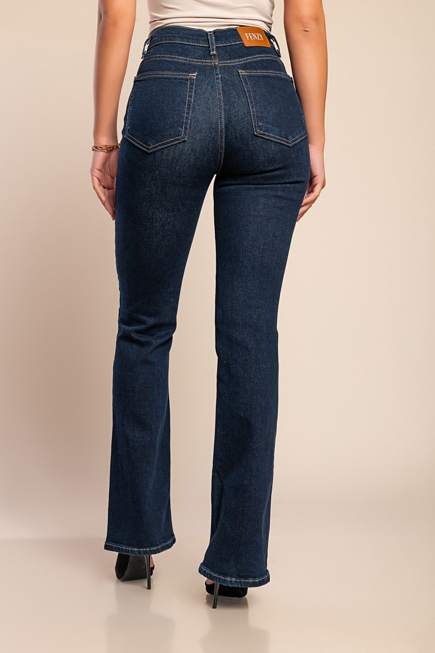Jeans a zampa d'elefante, blu scuro