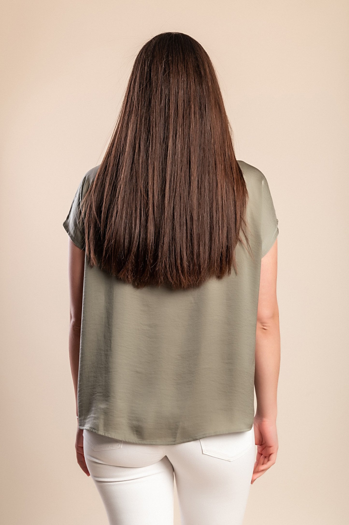 Camicetta con scollo a "V", verde