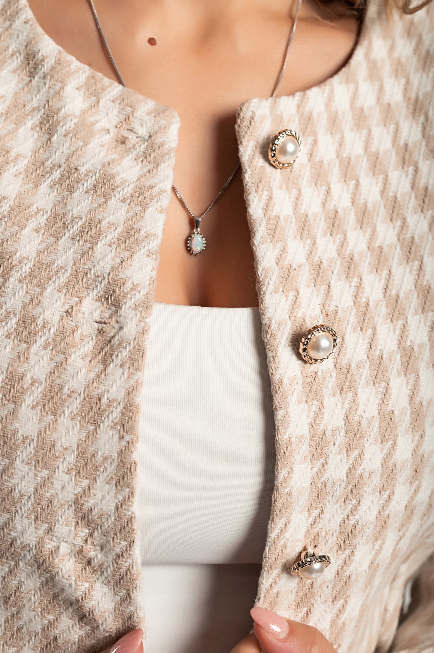 Giacca corta in tweed, beige